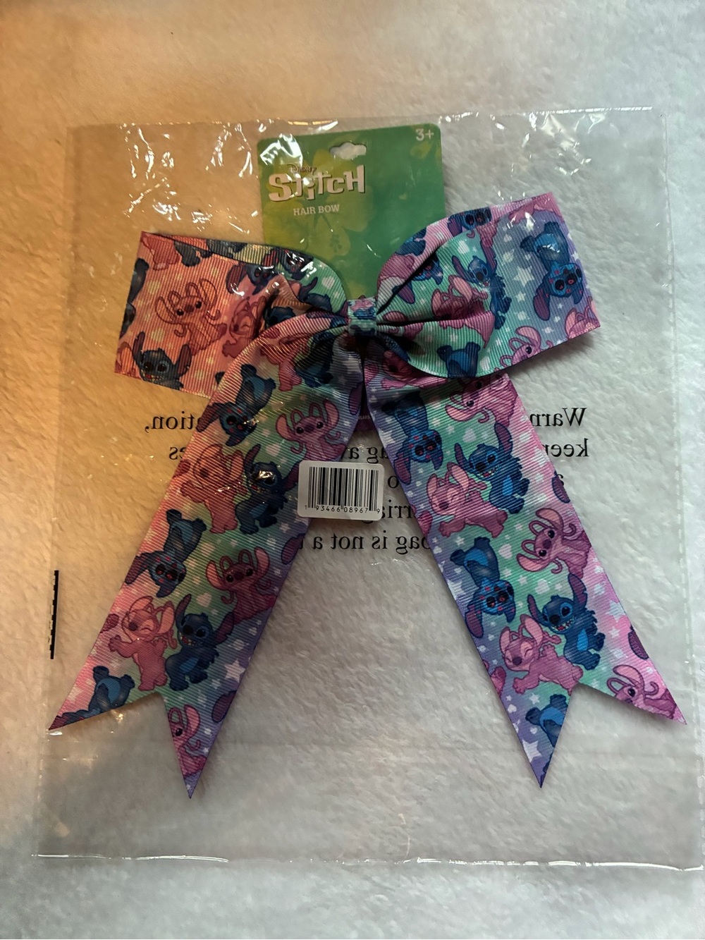 Disney Pink, Purple & Teal Lilo & Stitch Character Hair Bow